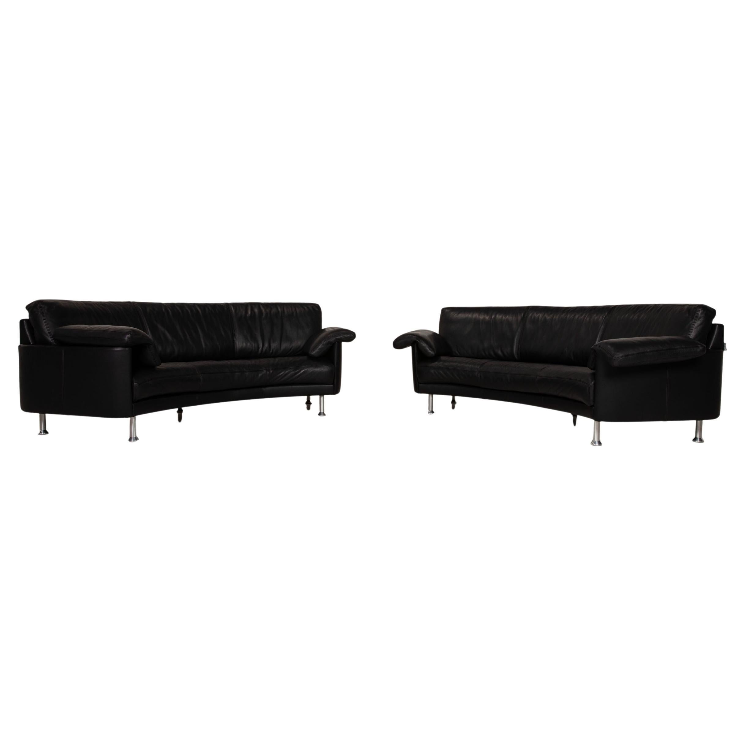 Artanova Medea Leather Sofa Black Corner Sofa Black Couch Headrest For