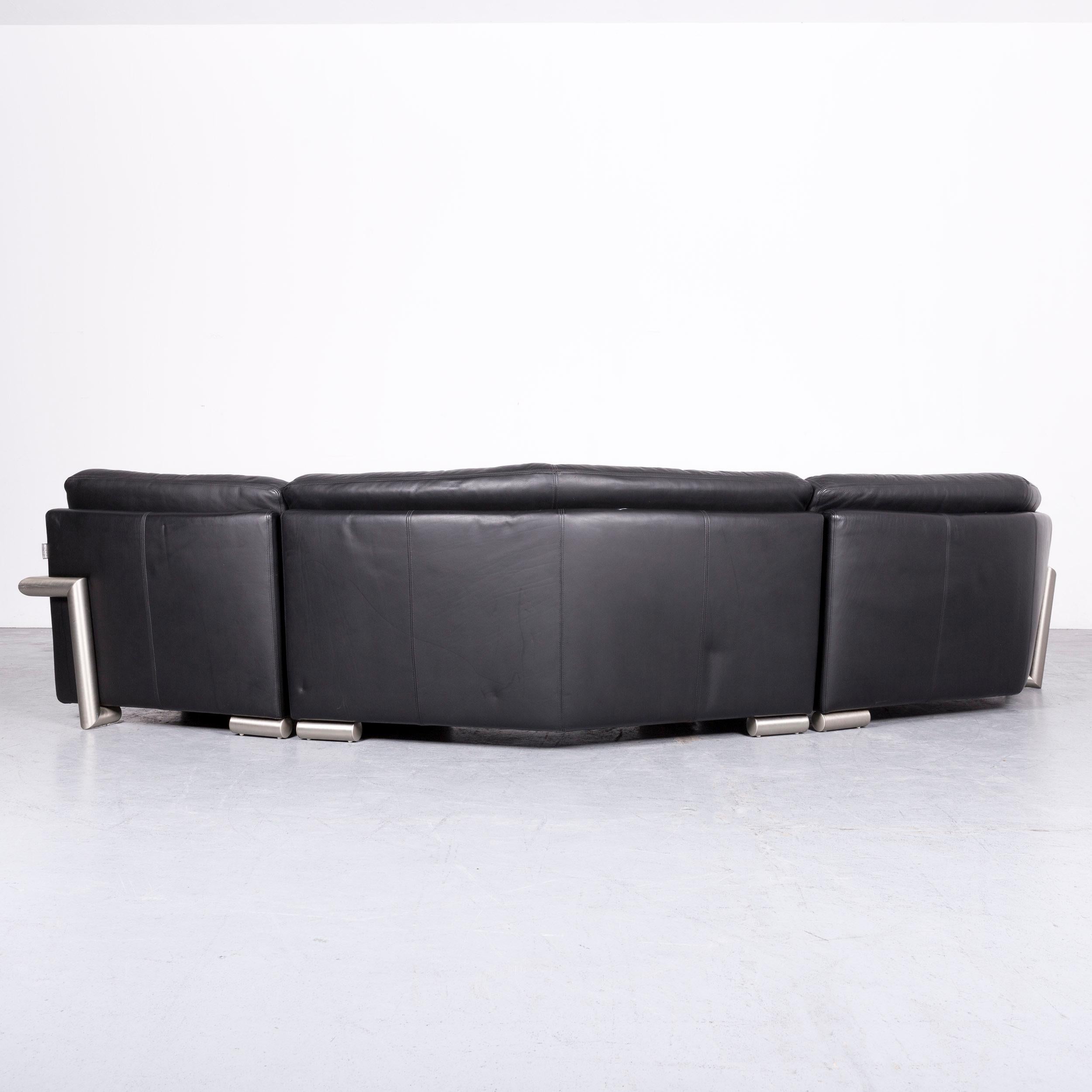 Artanova Medea Designer Black Leather Corner Sofa Couch For Sale 5