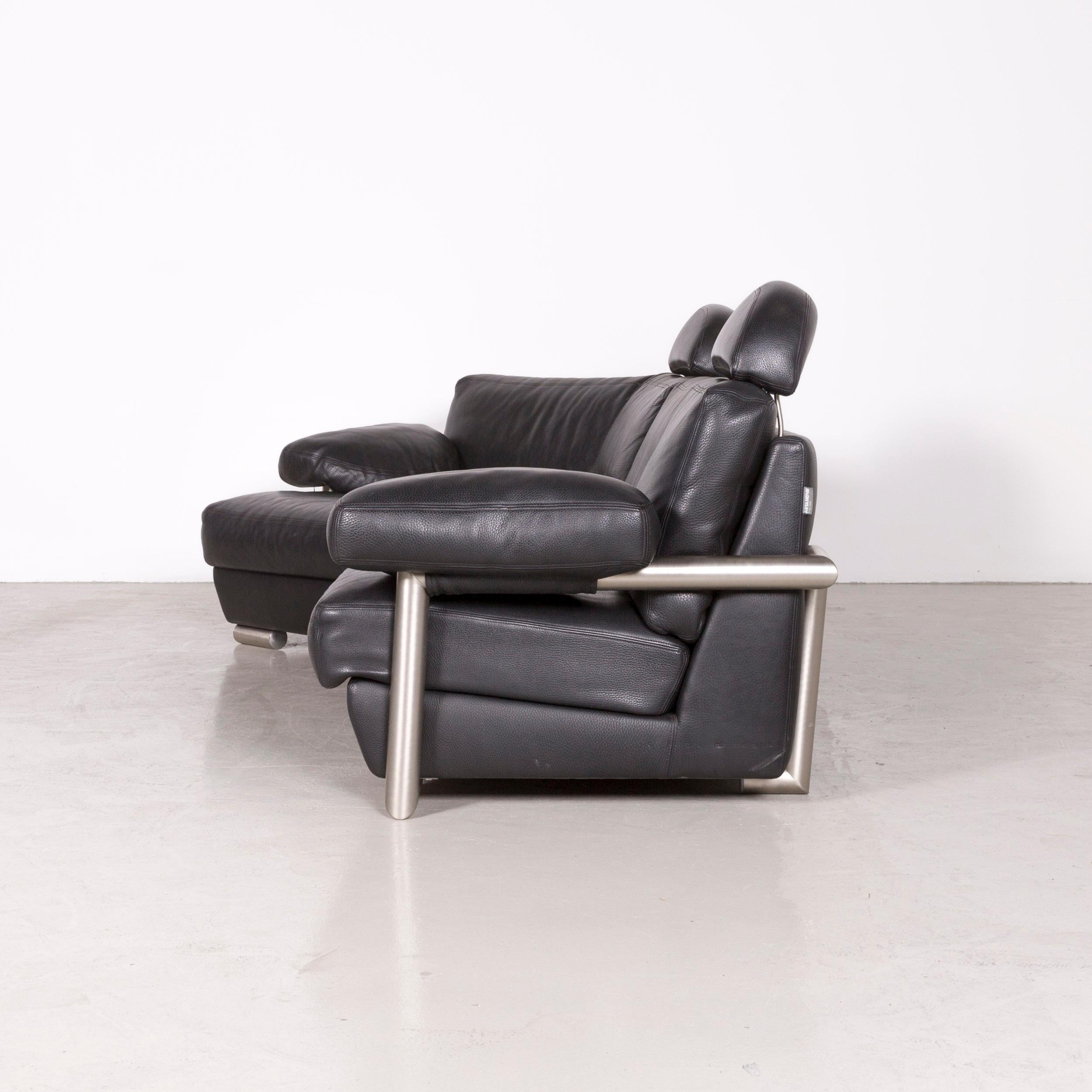 Artanova Medea Designer Black Leather Corner Sofa Couch For Sale 5
