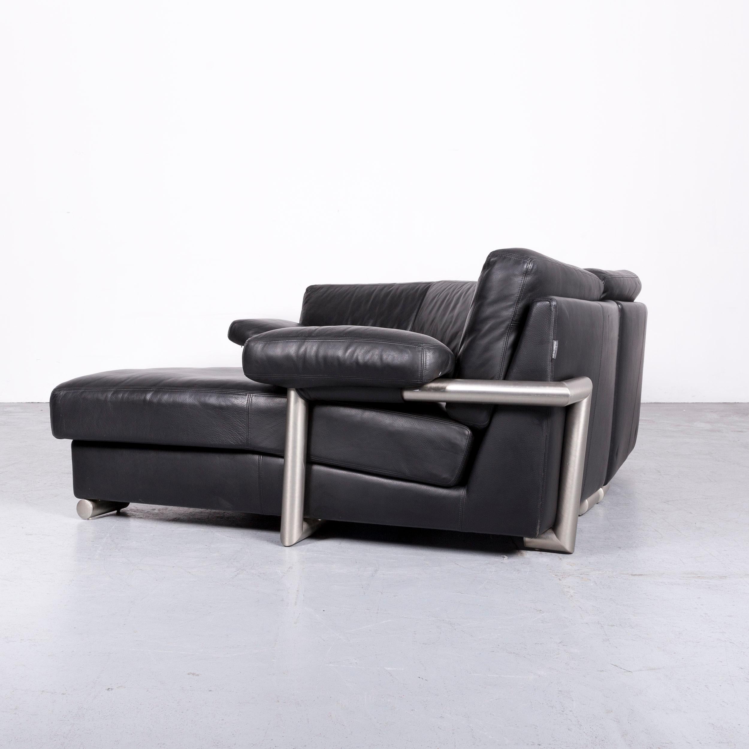 Artanova Medea Designer Black Leather Corner Sofa Couch For Sale 6