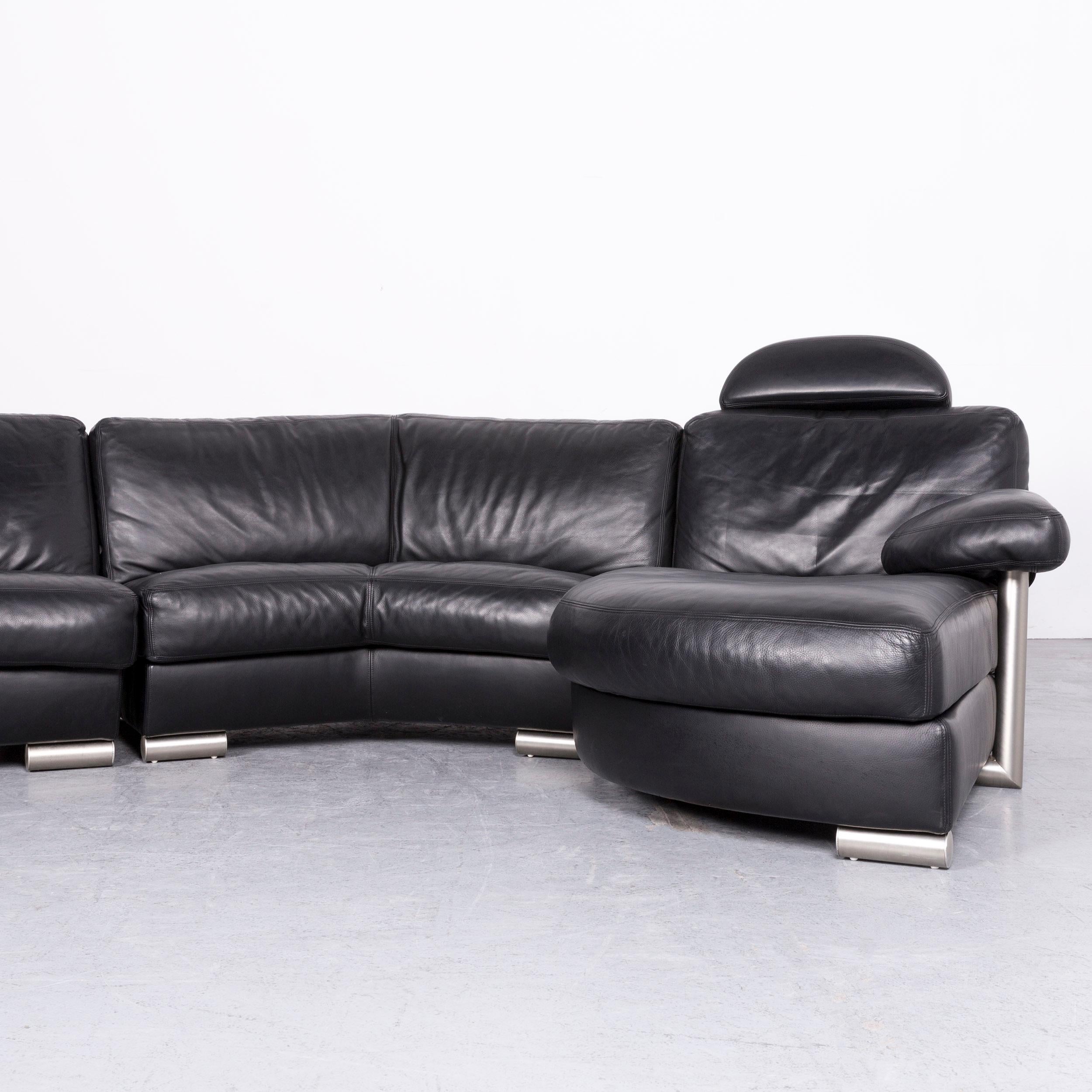 Artanova Medea Designer Black Leather Corner Sofa Couch In Good Condition For Sale In Cologne, DE