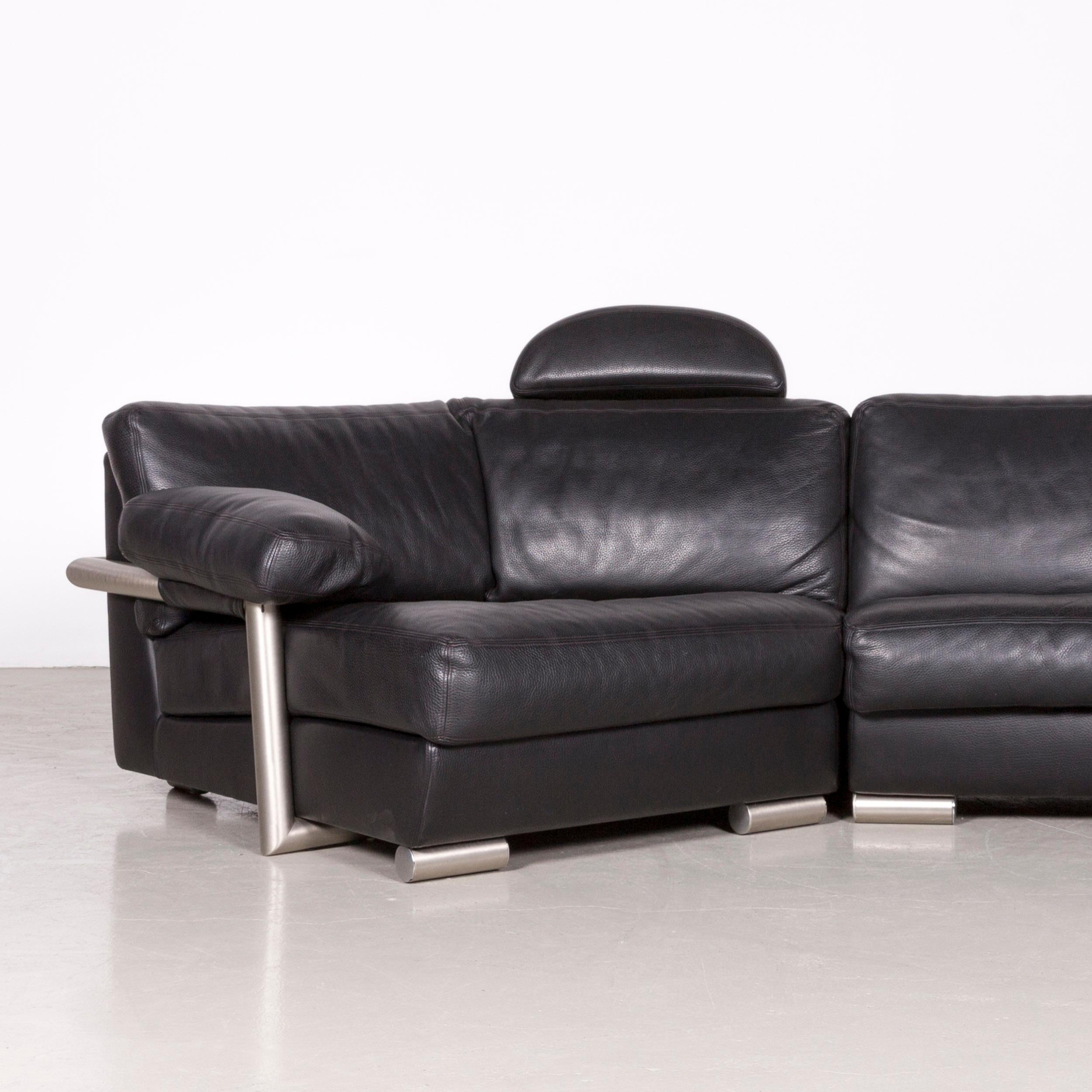 Artanova Medea Designer Black Leather Corner Sofa Couch In Good Condition For Sale In Cologne, DE