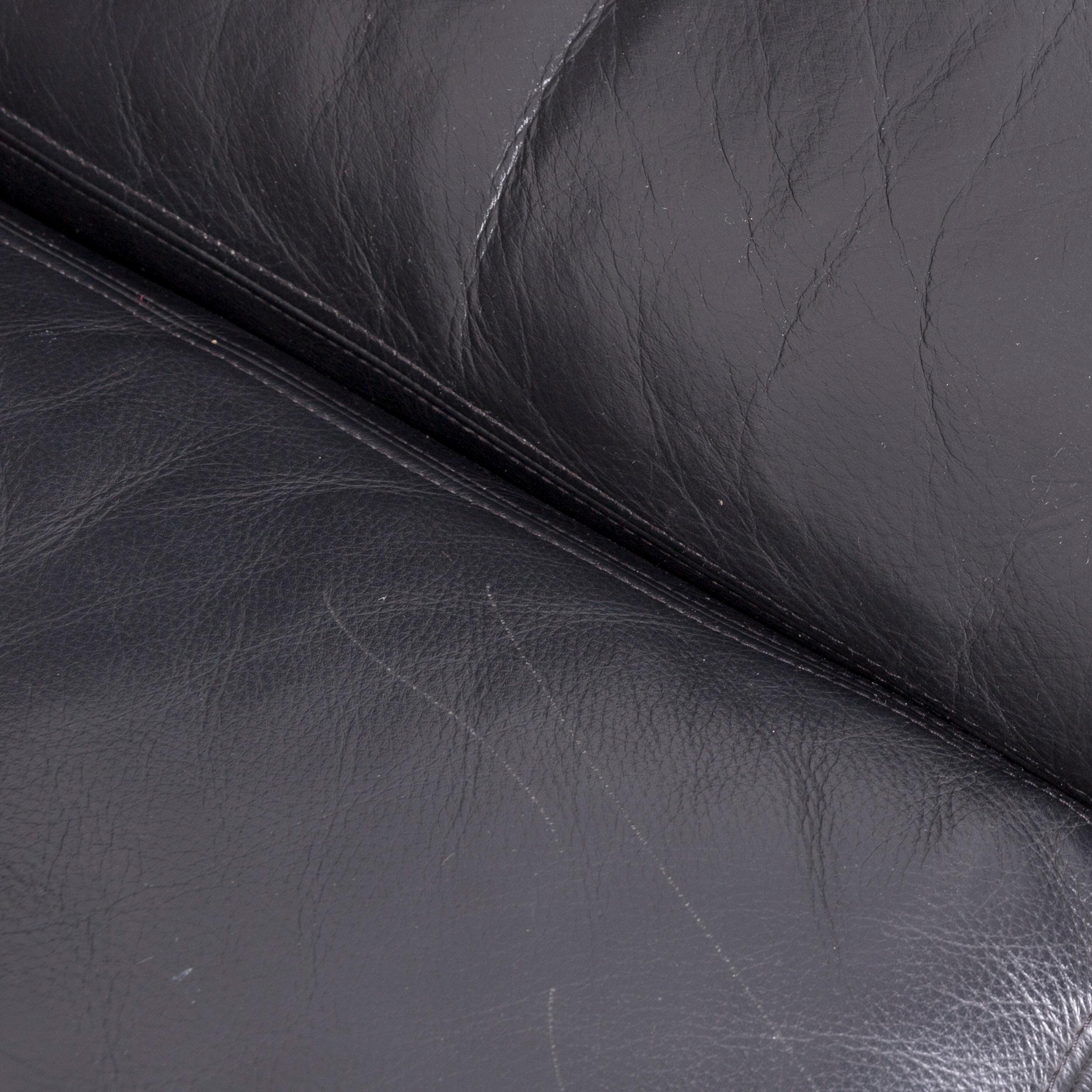Artanova Medea Designer Black Leather Corner Sofa Couch For Sale 1