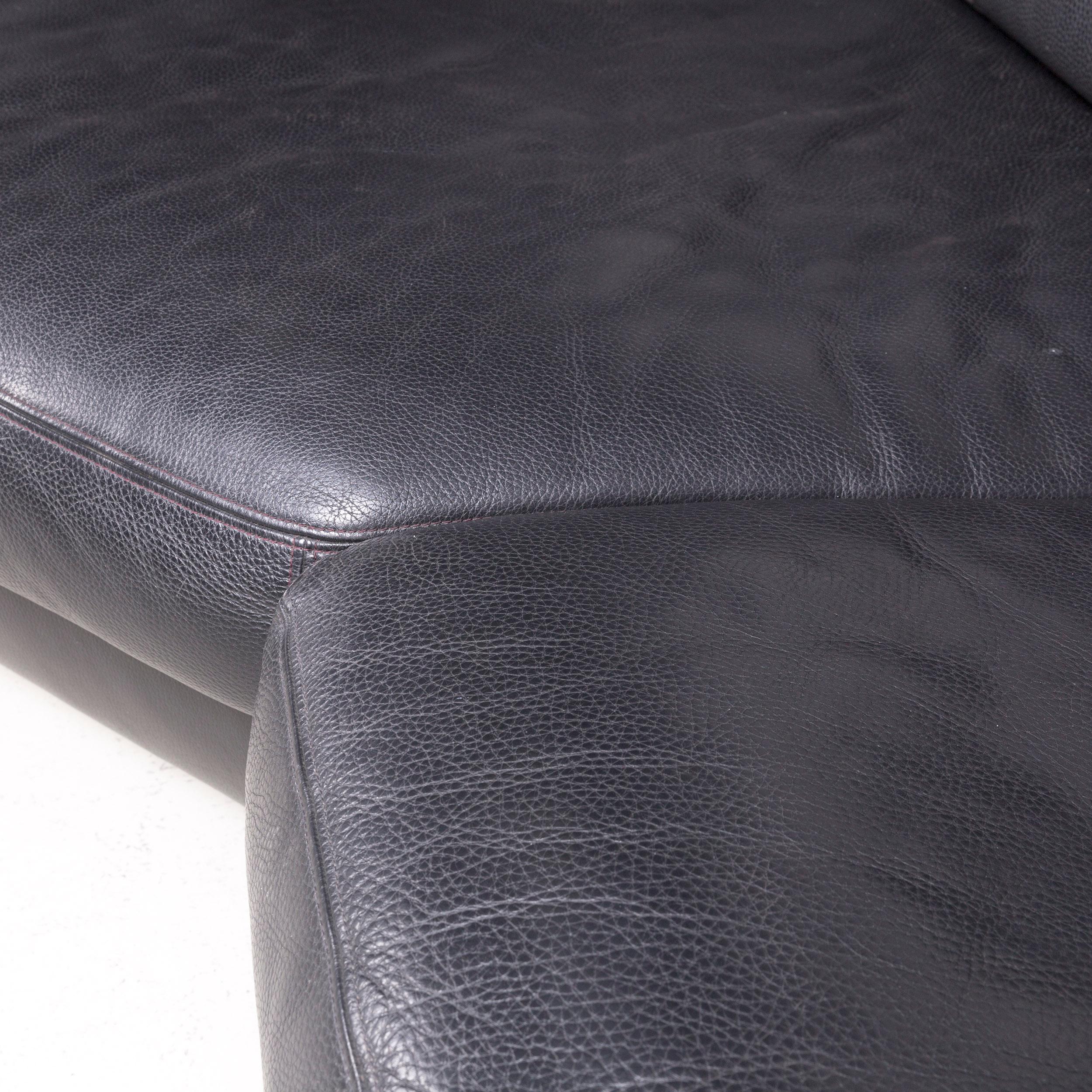 Artanova Medea Designer Black Leather Corner Sofa Couch For Sale 1