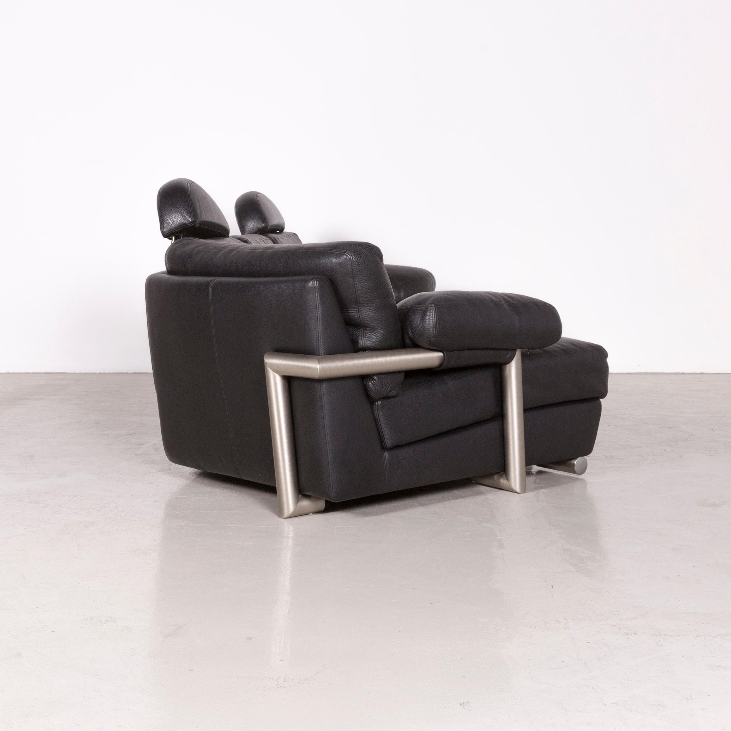 Artanova Medea Designer Black Leather Corner Sofa Couch For Sale 3