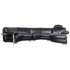Artanova Medea Designer Black Leather Corner Sofa Couch