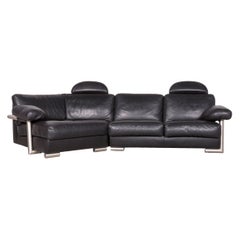 Artanova Medea Designer Black Leather Corner Sofa Couch