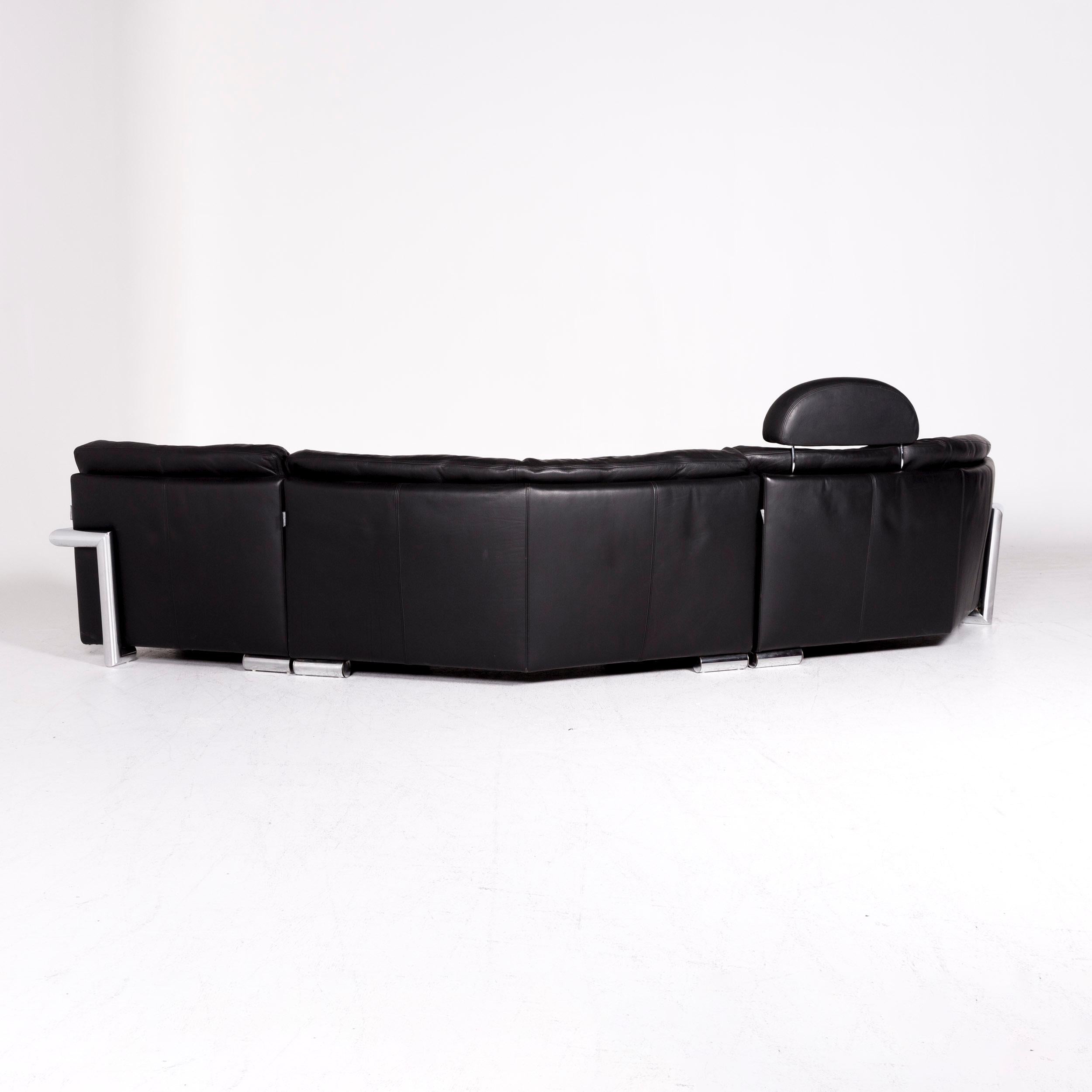 Artanova Medea Designer Leder Ecksofa Schwarz Echtes Leder Sofa Couch 2