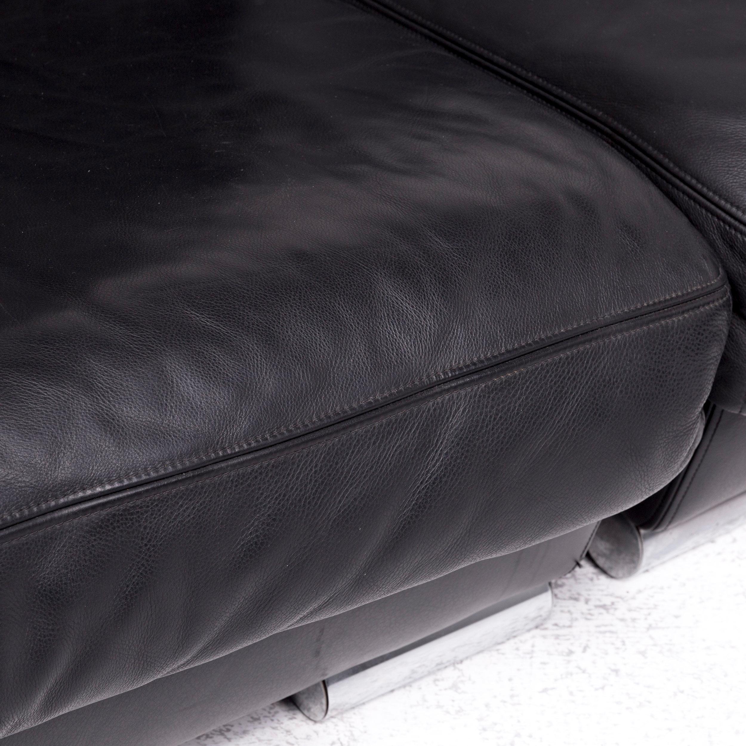 Modern Artanova Medea Designer Leather Corner Sofa Black Genuine Leather Sofa Couch
