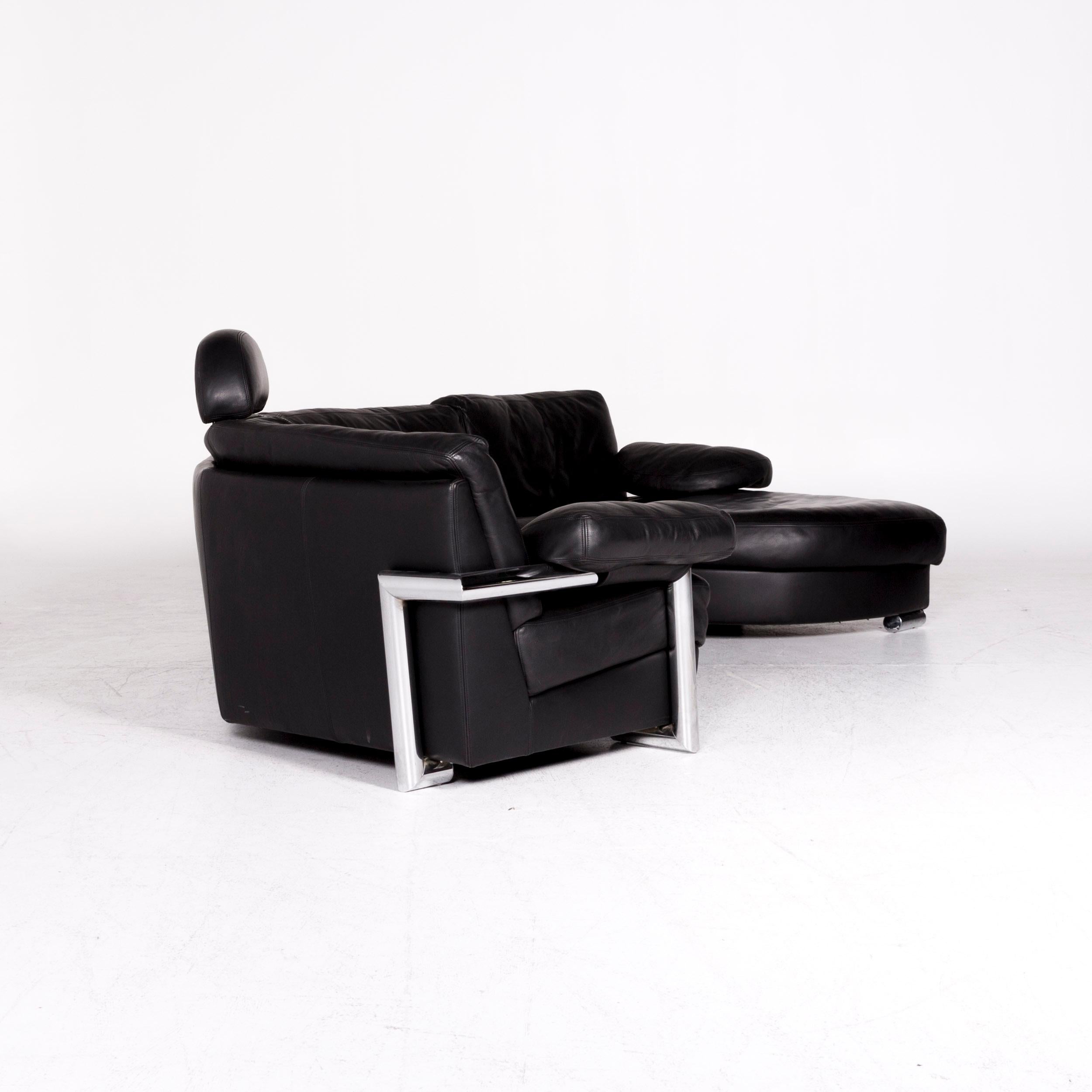 Artanova Medea Designer Leder Ecksofa Schwarz Echtes Leder Sofa Couch 1