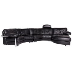 Artanova Medea Designer Leder Ecksofa Schwarz Echtes Leder Sofa Couch