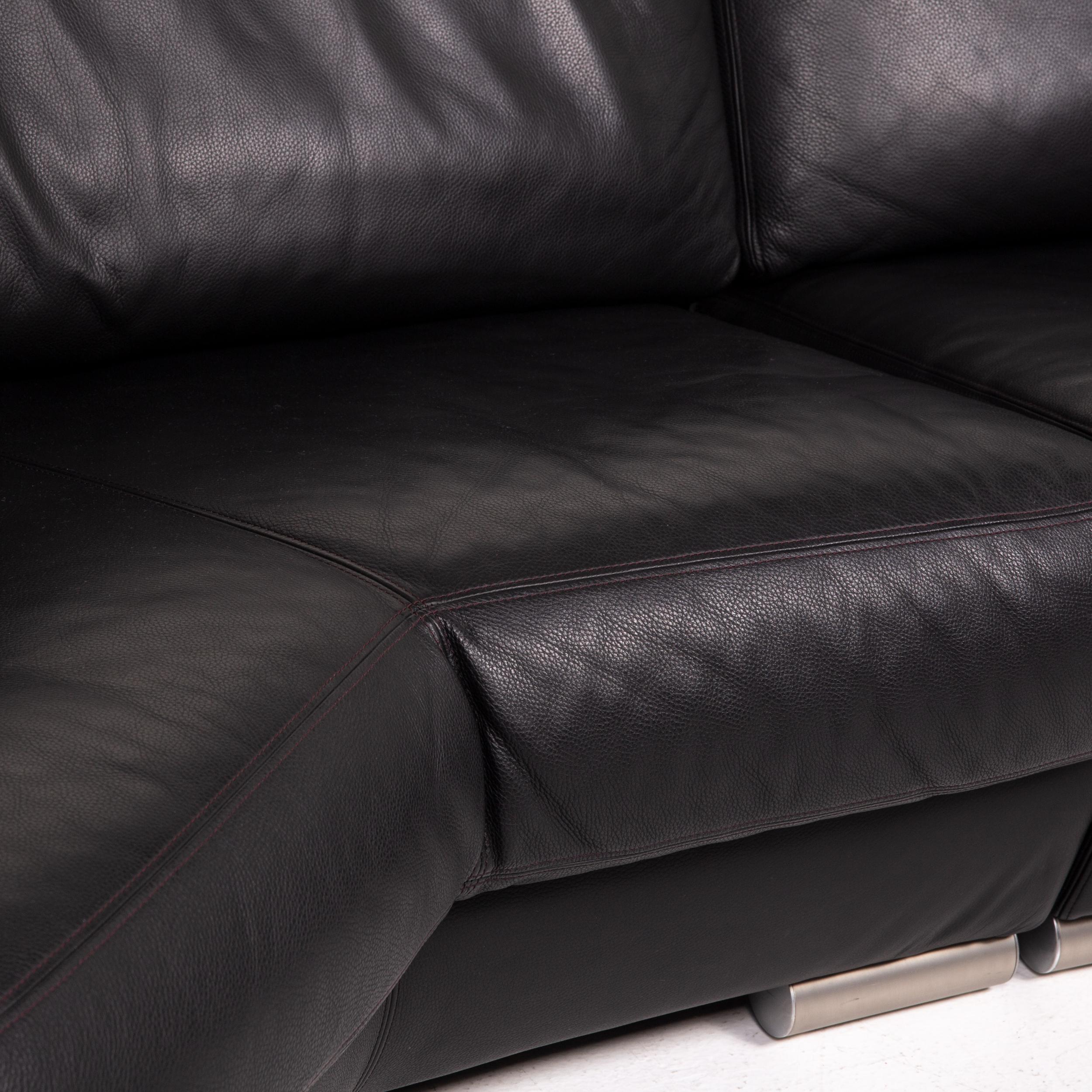 Modern Artanova Medea Leather Corner Sofa Black Sofa Couch Michael C. Brandis