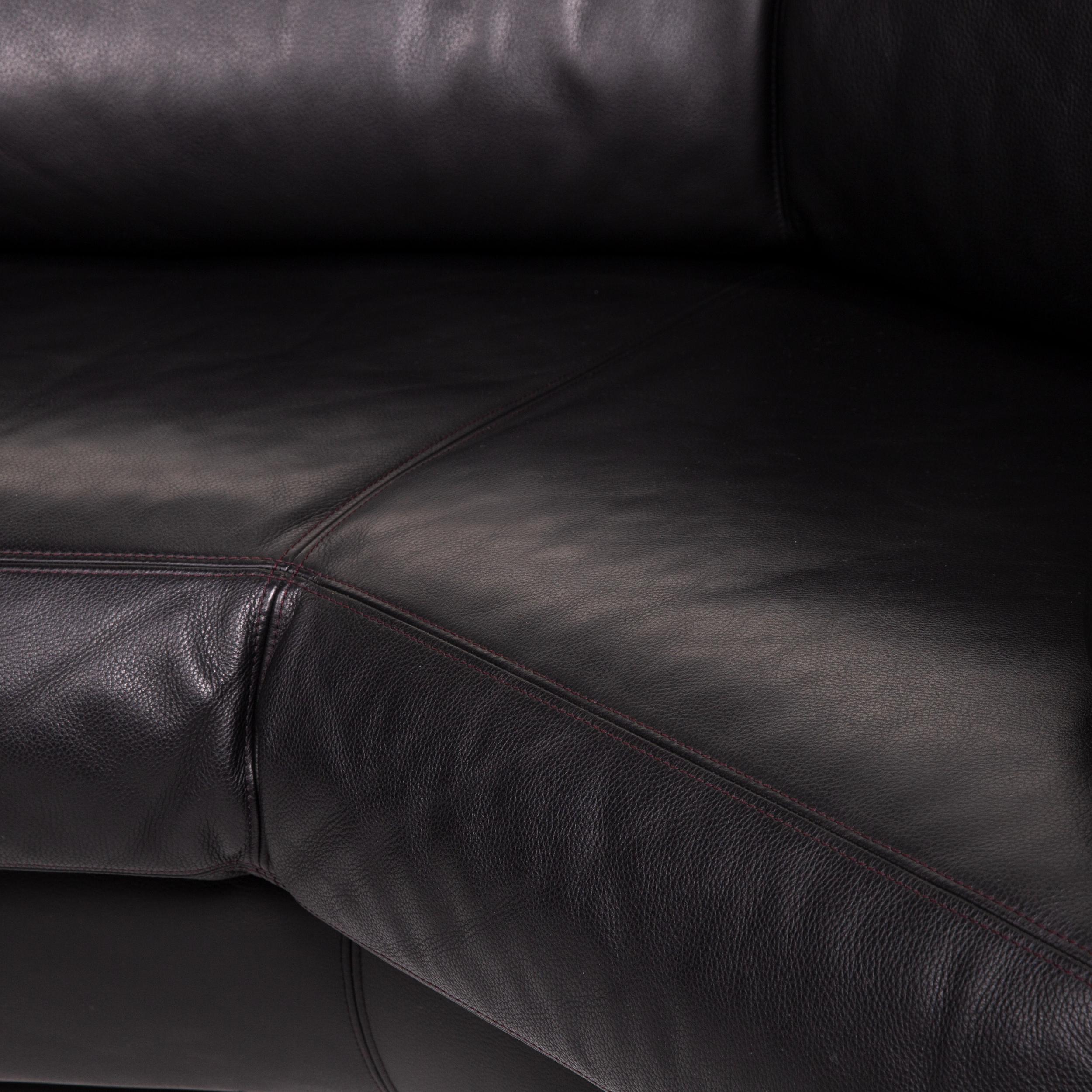 Swiss Artanova Medea Leather Corner Sofa Black Sofa Couch Michael C. Brandis