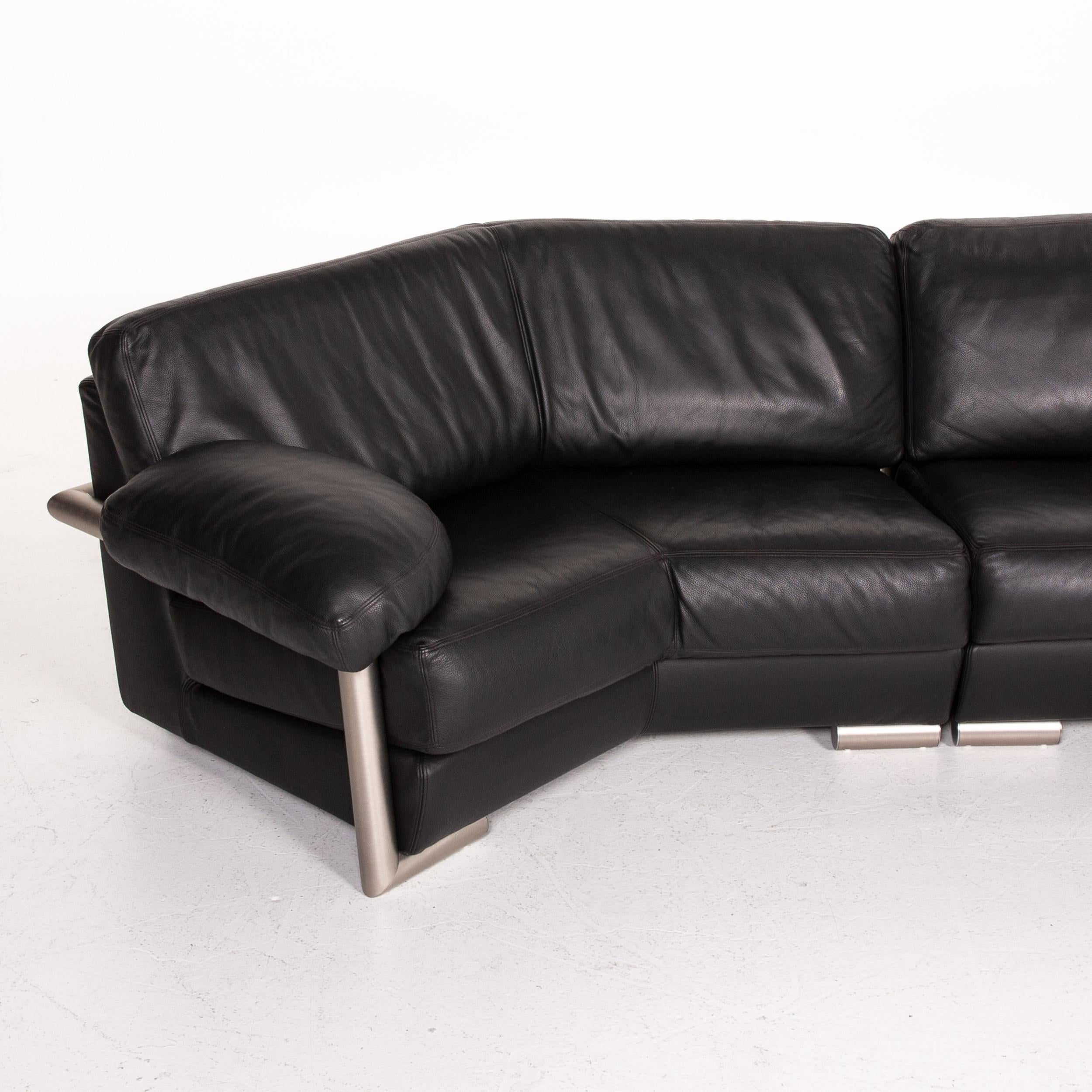 Artanova Medea Leather Corner Sofa Black Sofa Couch Michael C. Brandis 2