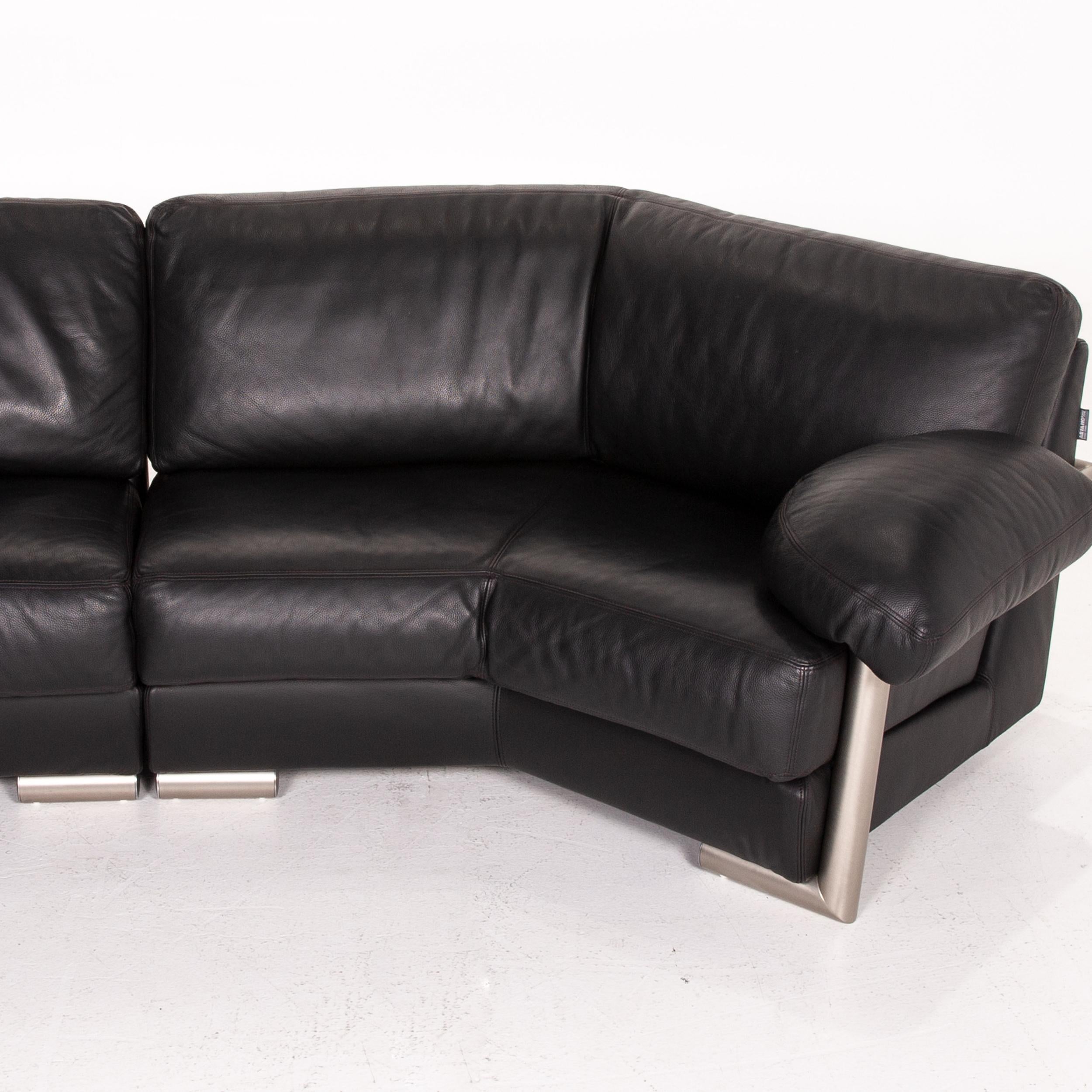 Artanova Medea Leather Corner Sofa Black Sofa Couch Michael C. Brandis 3