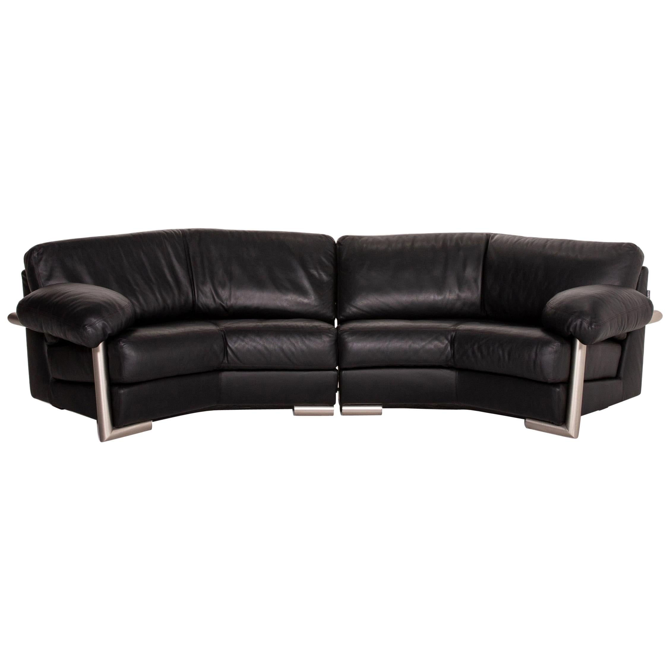 Artanova Medea Leather Corner Sofa Black Sofa Couch Michael C. Brandis