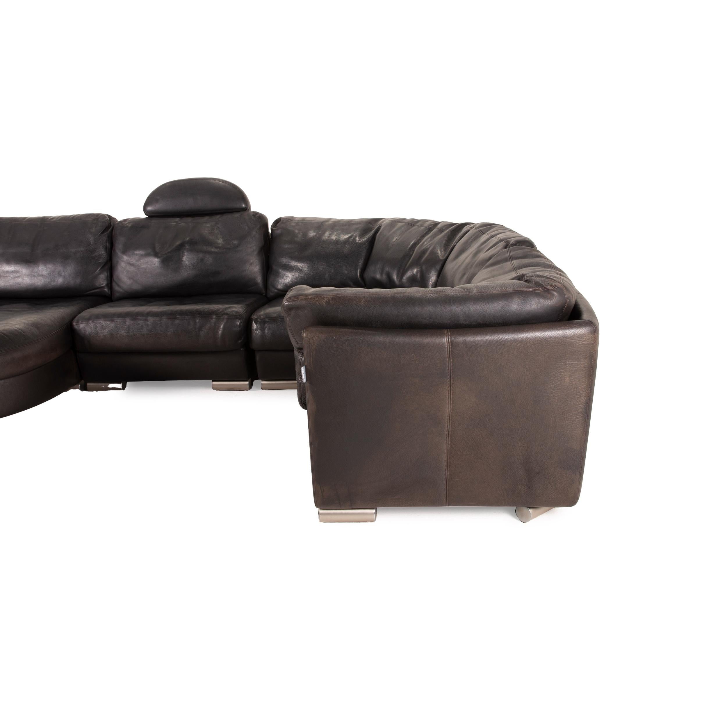 Artanova Medea Leather Sofa Black Corner Sofa Black Couch Headrest For Sale 2
