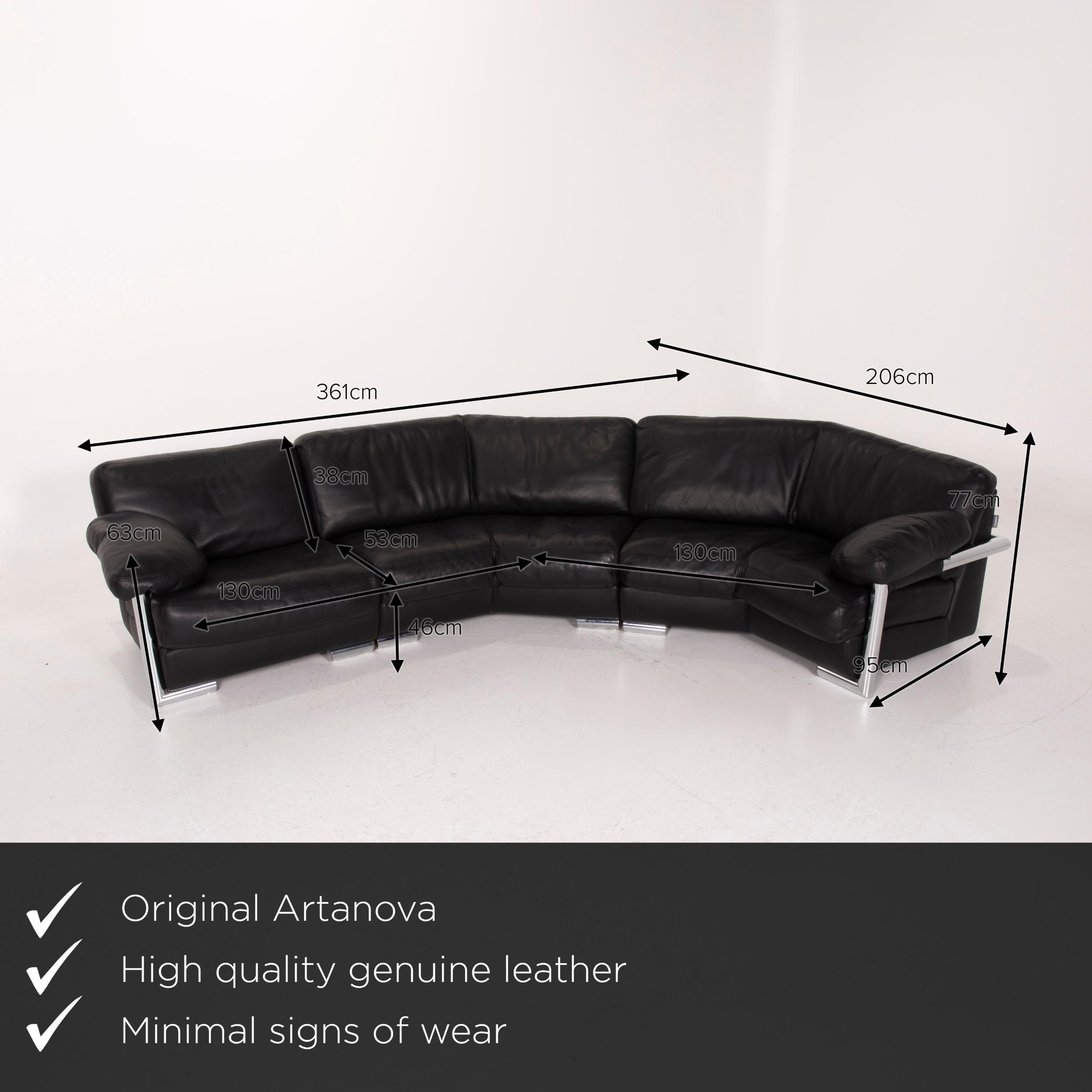 We present to you an Artanova Medea leather sofa black corner sofa.

 

 Product measurements in centimeters:
 

Depth 95
Width 297
Height 77
Seat height 46
Rest height 63
Seat depth 53
Seat width 130
Back height 38.