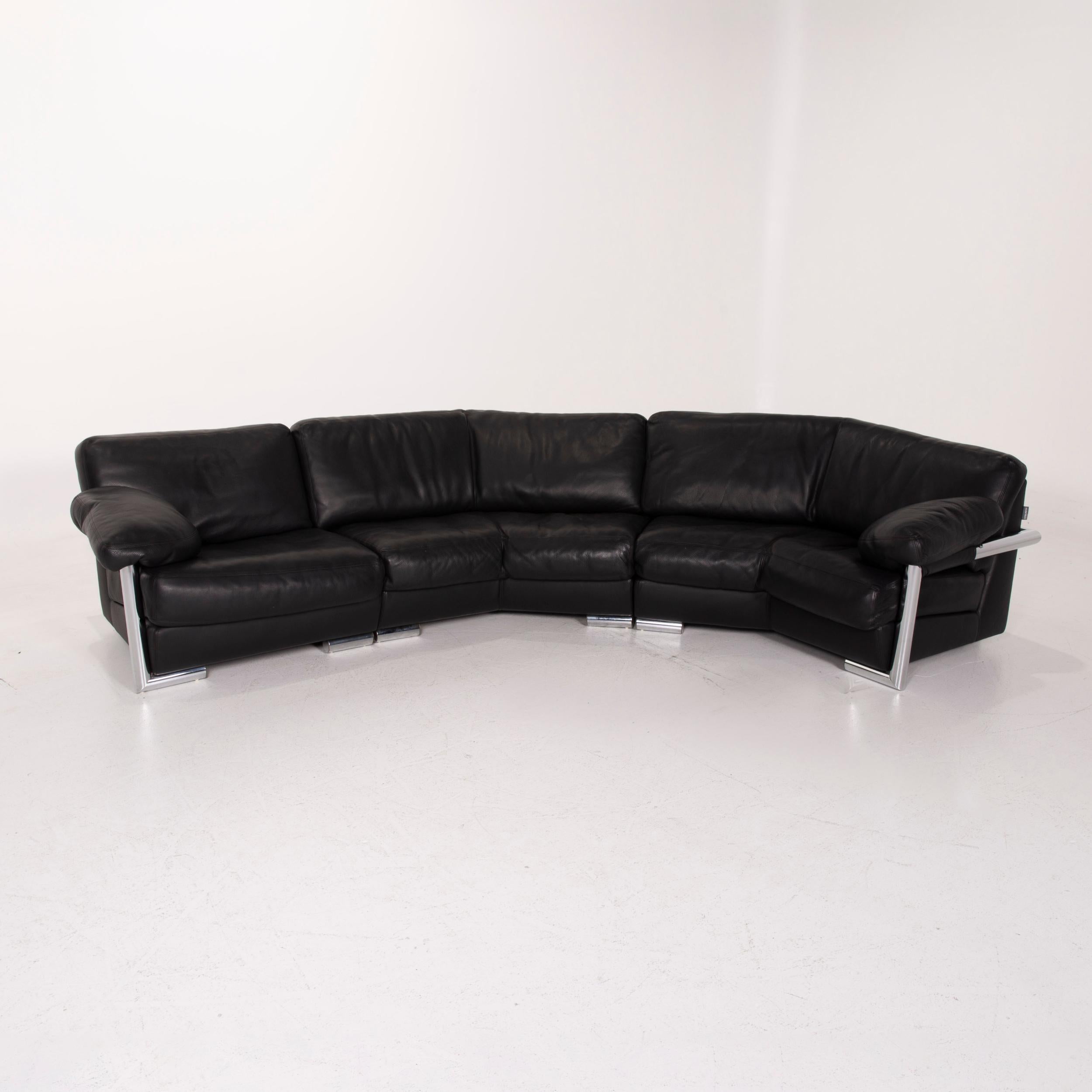 Contemporary Artanova Medea Leather Sofa Black Corner Sofa For Sale