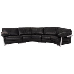 Artanova Medea Leather Sofa Black Corner Sofa