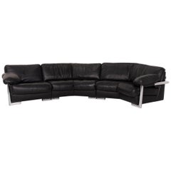 Artanova Medea Leder-Sofa, schwarzes Ecksofa