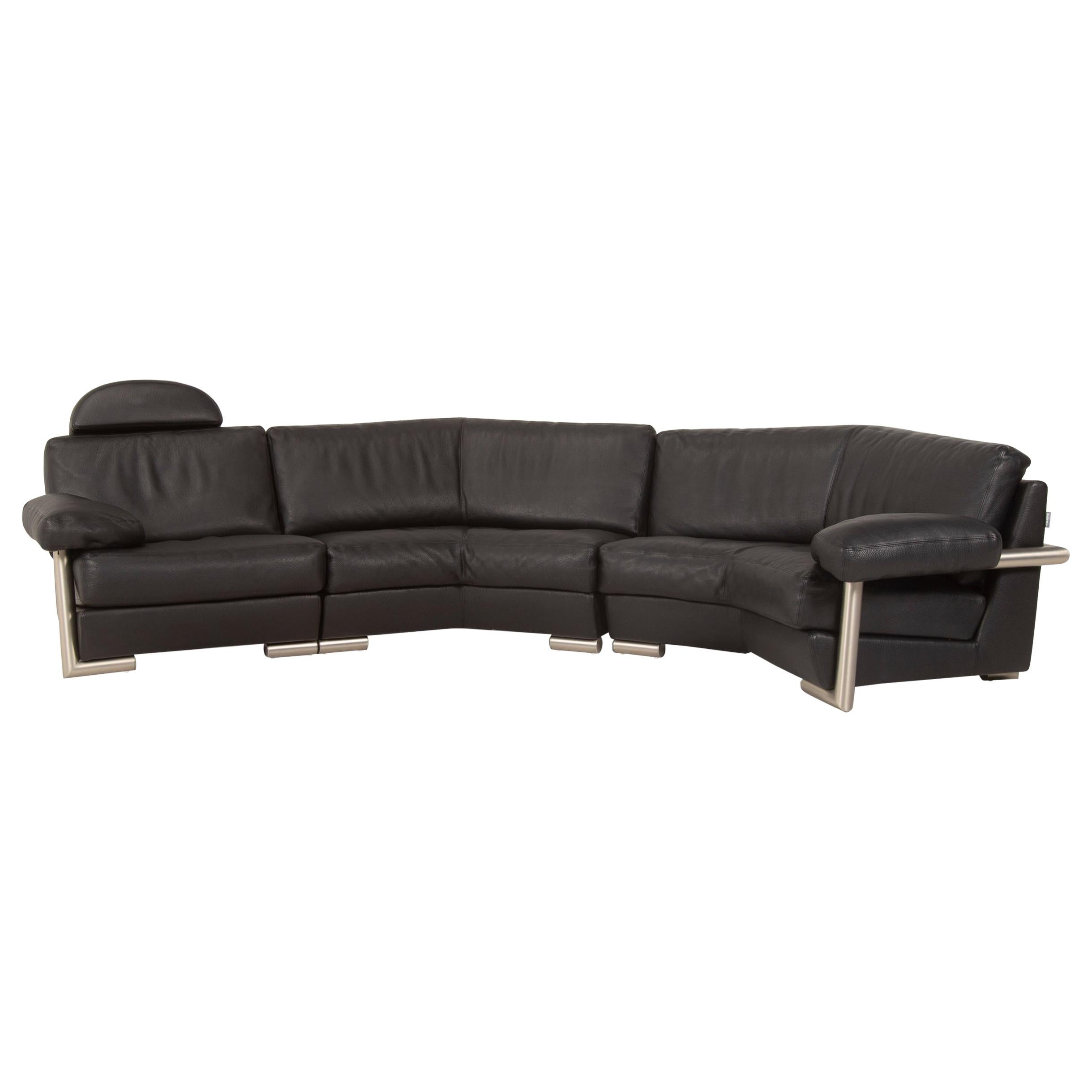 Artanova Medea Leather Sofa Black Corner Sofa For Sale