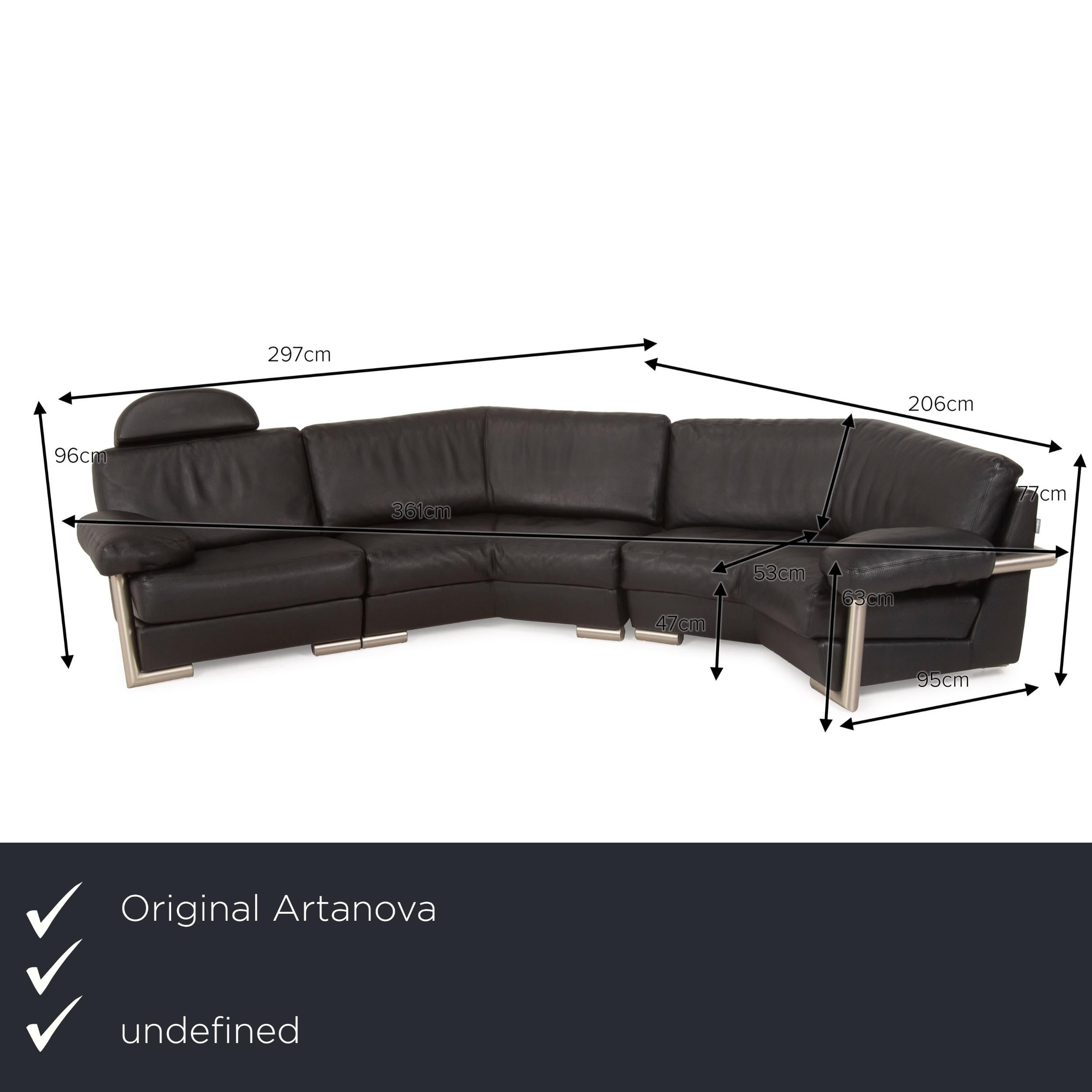 We present to you an Artanova Medea leather sofa set black corner sofa ottoman.
  
 

 Product measurements in centimeters:
 

 depth: 95
 width: 297
 height: 77
 seat height: 47
 rest height: 63
 seat depth: 53
 seat width: 130
 back