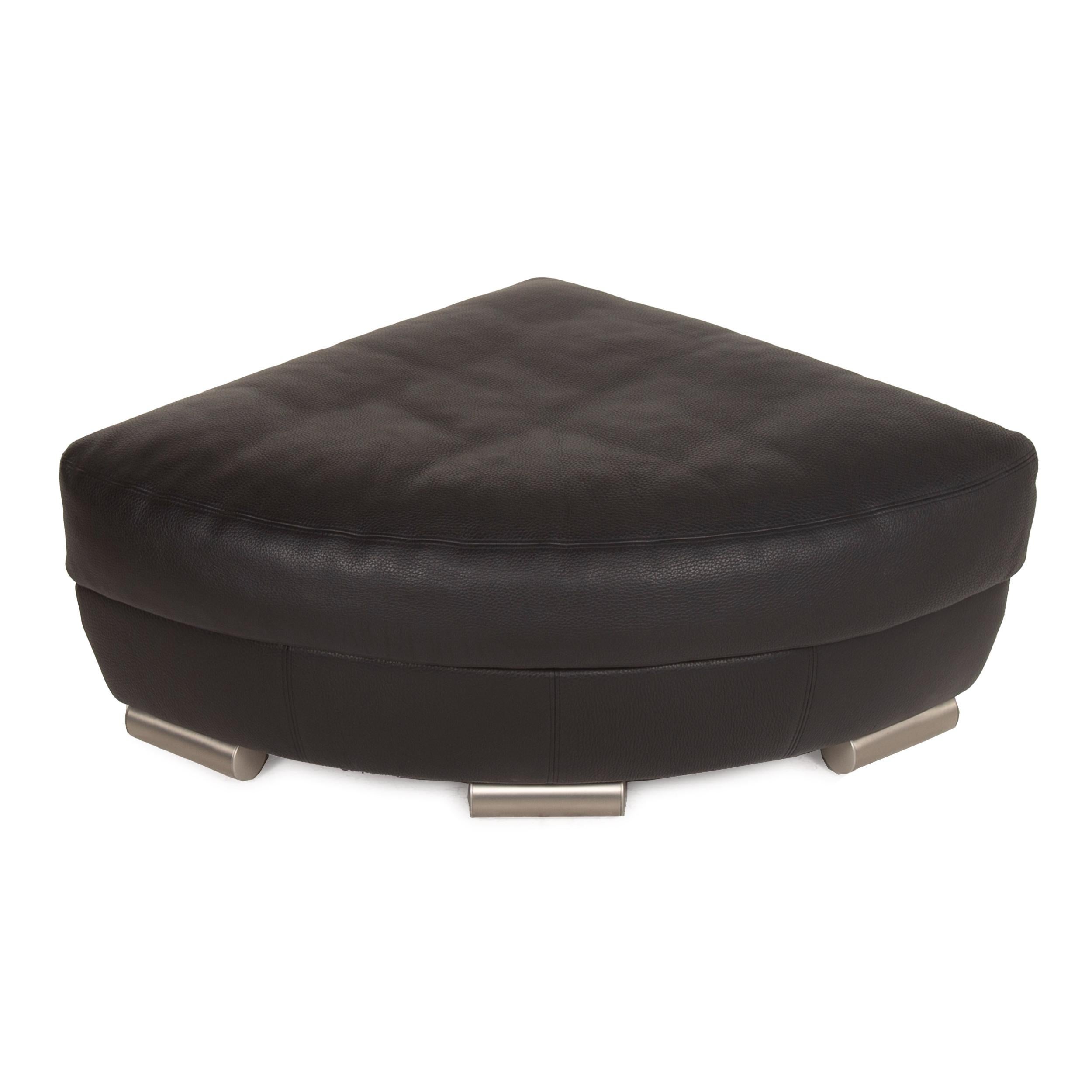 Swiss Artanova Medea Leather Sofa Set Black Corner Sofa Ottoman