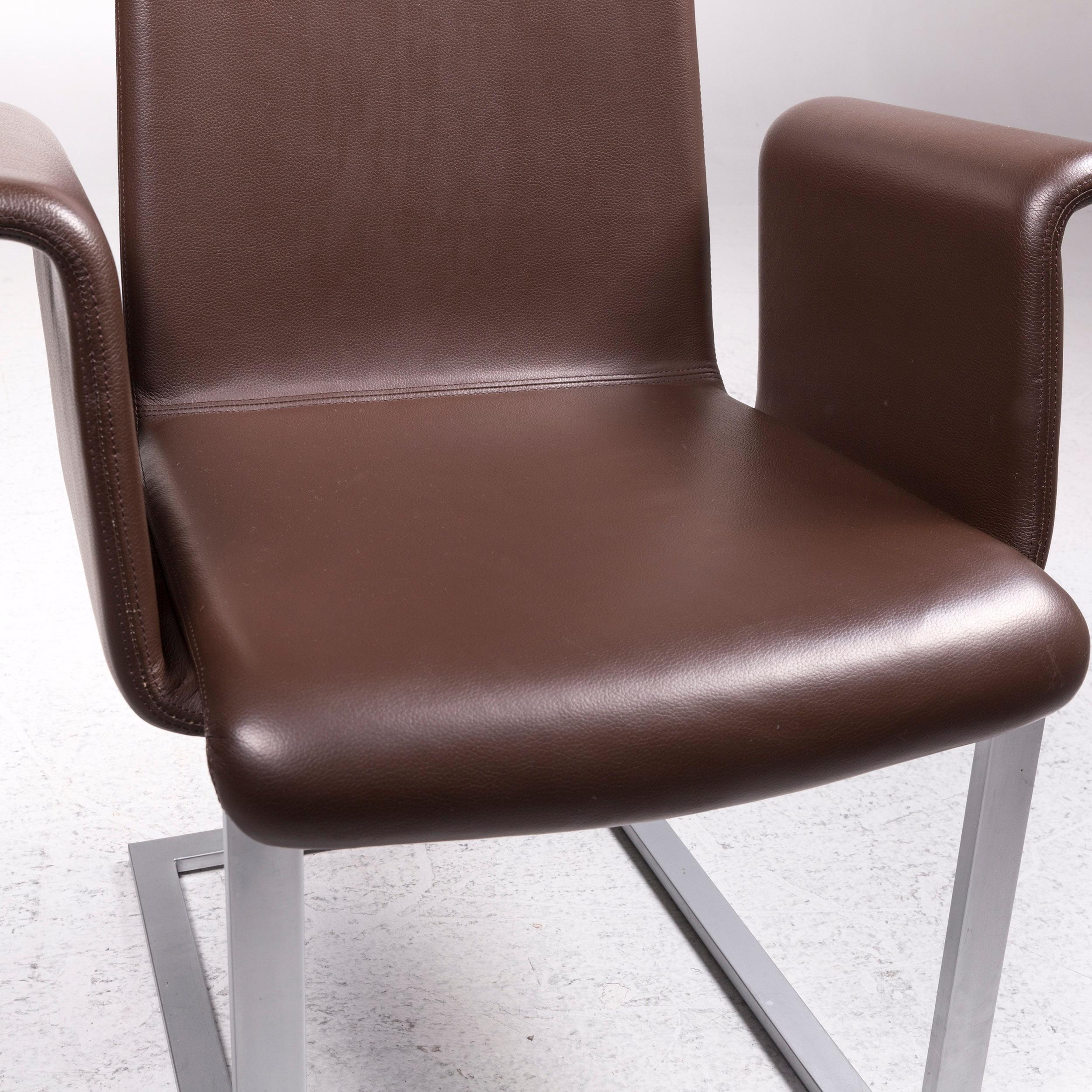 Modern Artanova Uranos Leather Chair Set Brown Armchair
