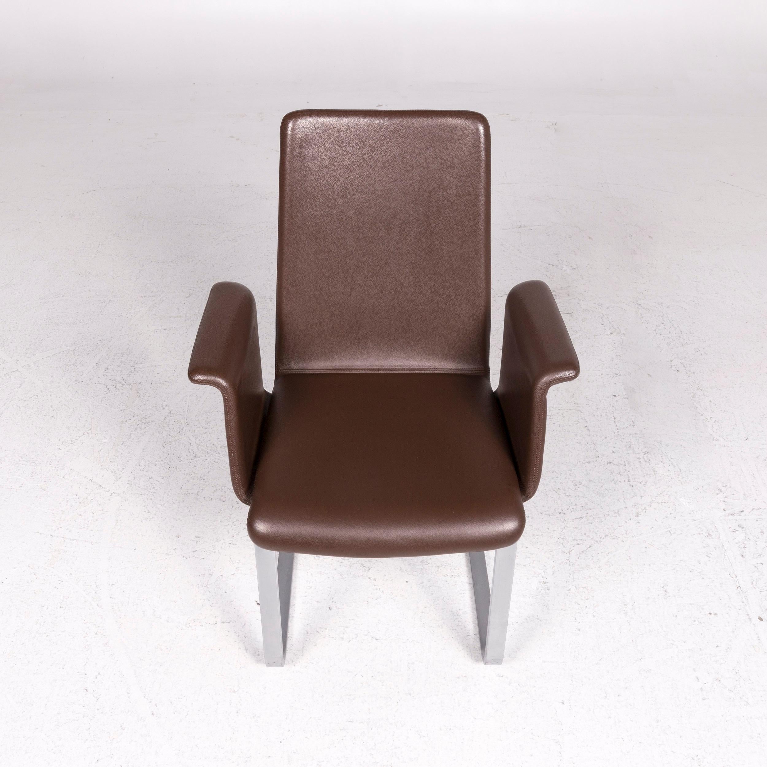Artanova Uranos Leather Chair Set Brown Armchair In Excellent Condition In Cologne, DE