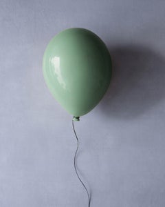 Aqua glossy ceramic balloon sculpture handmade for wall, ceiling installation