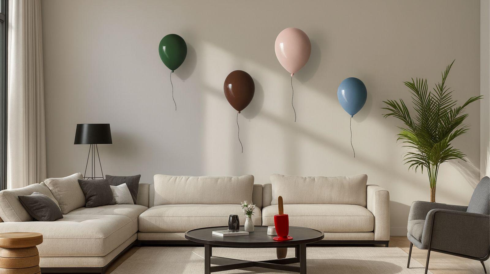 ArtArsouf Blu Scultura contemporanea di palloncini in ceramica lucida fatta a mano. Le sculture di palloncini possono essere facilmente installate singolarmente come un unico palloncino o in diverse combinazioni, creando un'installazione unica per