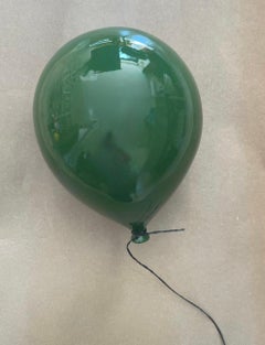 Forest Green ceramic balloon sculpture handmade for wall, ceiling -Medium size