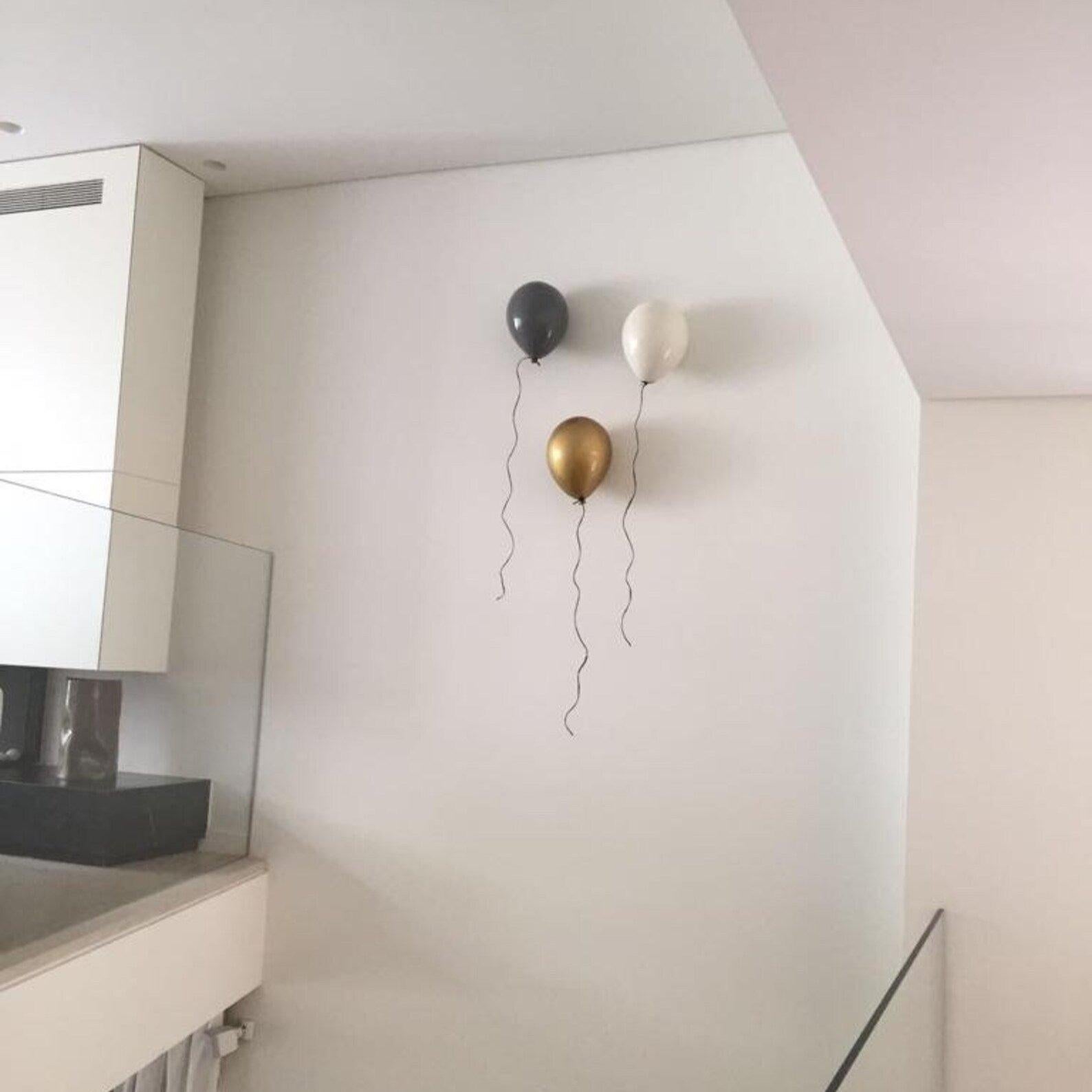 Gold Metallic ceramic balloon sculpture handmade for wall, ceiling installation - Contemporary Sculpture by ArtArsouf