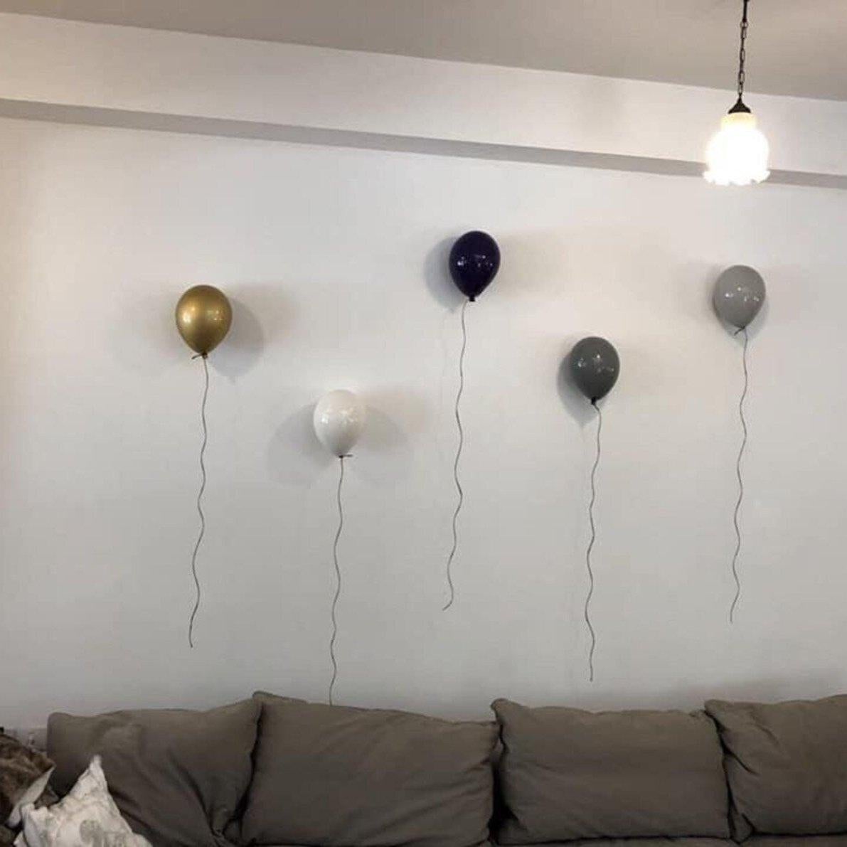Gold Metallic ceramic balloon sculpture handmade for wall, ceiling installation - Gray Figurative Sculpture by ArtArsouf