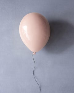 Light Pink glossy ceramic balloon sculpture handmade for wall, ceiling