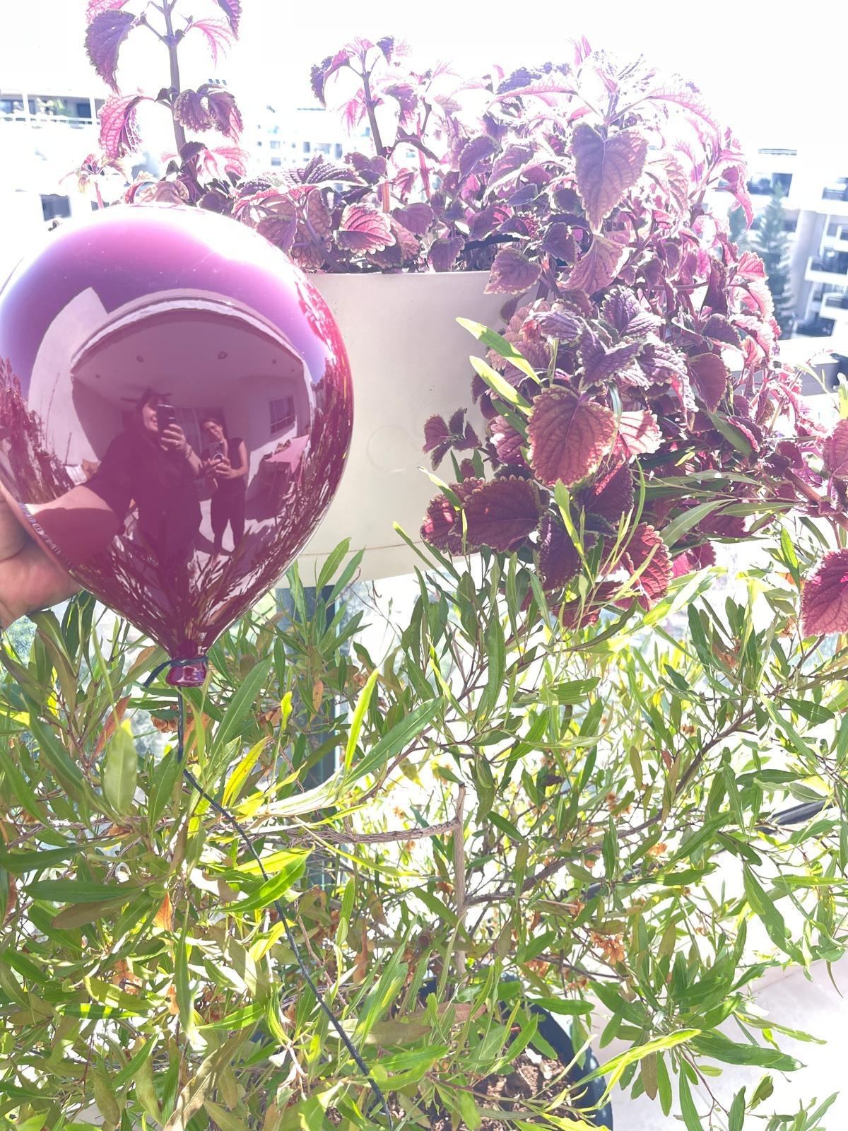 Escultura globo de cerámica rosa brillante hecha a mano para instalación en pared, techo en venta 2