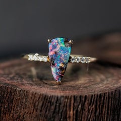 Artcanvas Boulder Opal & Diamond Engagement Ring in 18K Gold (Bague de fiançailles opale de Boulder et diamant en or 18K)