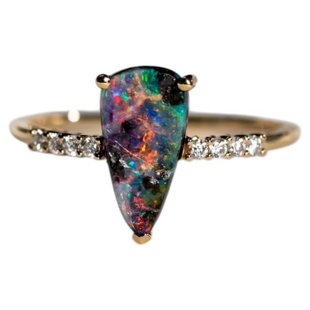 Artcanvas Boulder Opal & Diamond Engagement Ring in 18K Gold