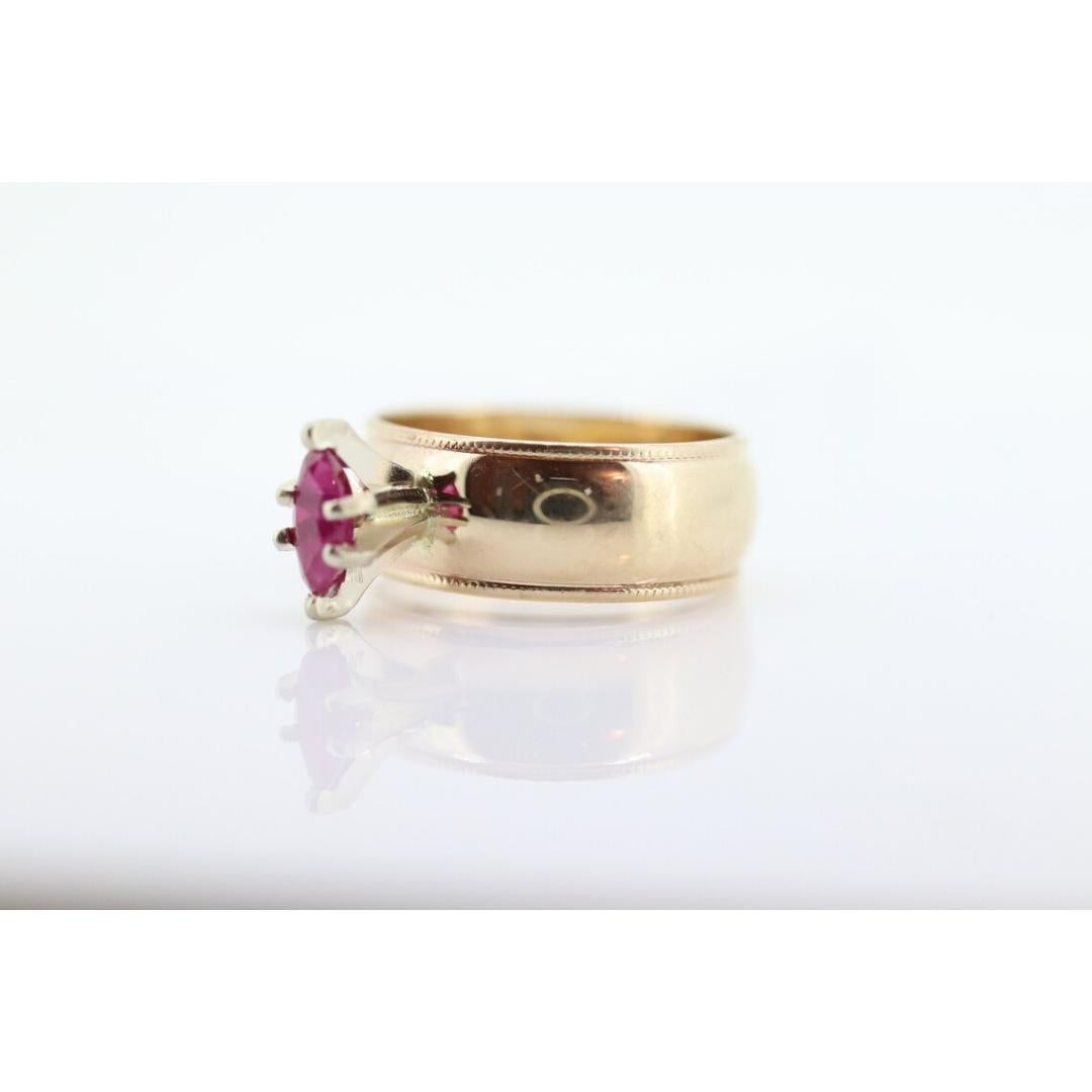 ARTCARVED 10k Gold Natural Ruby Ring. Art carved marquise RUBY engagement ring. In Good Condition For Sale In Port Charlotte, FL