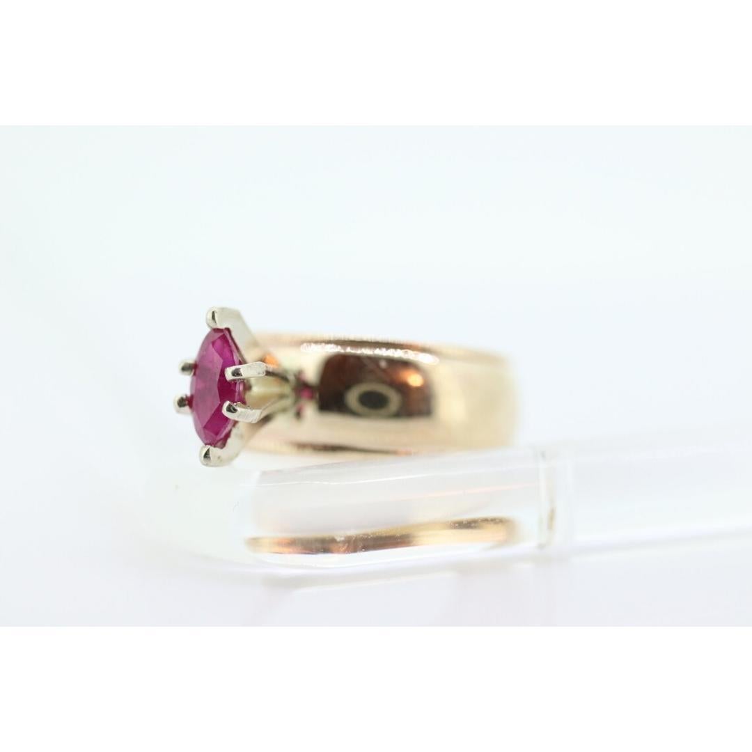 ARTCARVED 10k Gold Natural Ruby Ring. Art carved marquise RUBY engagement ring. For Sale 2