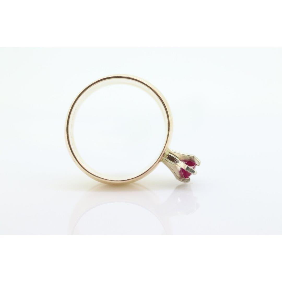 ARTCARVED 10k Gold Natural Ruby Ring. Art carved marquise RUBY engagement ring. For Sale 4