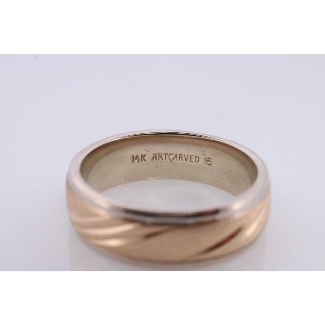 14k art carved wedding band