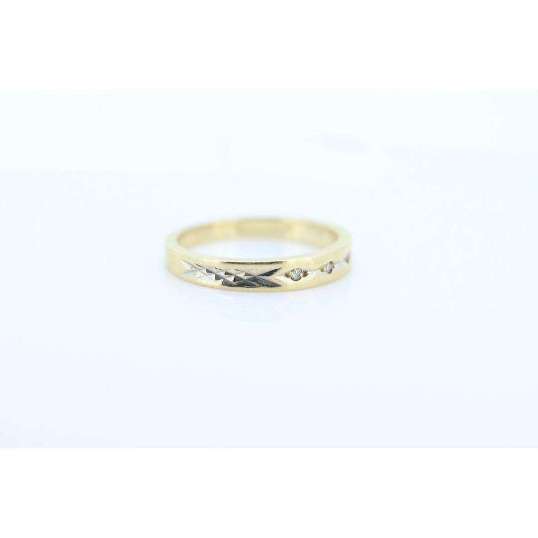 Women's ARTCARVED 14k Gold Diamond Band. Art carved engraved textured band. Jr Wood Art For Sale