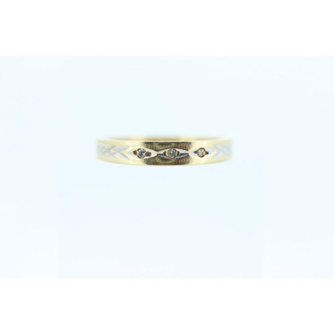 ARTCARVED 14k Gold Diamond Band. Art carved engraved textured band. Jr Wood Art For Sale 2