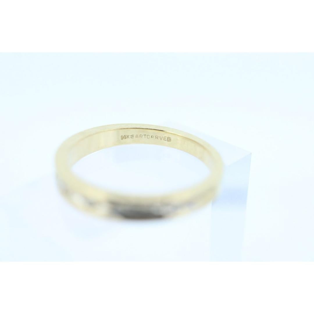 ARTCARVED 14k Gold Diamond Band. Art carved engraved textured band. Jr Wood Art For Sale 5