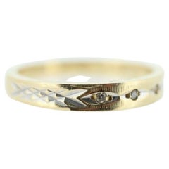 ARTCARVED 14k Gold Diamond Band. Art carved engraved textured band. Jr Wood Art