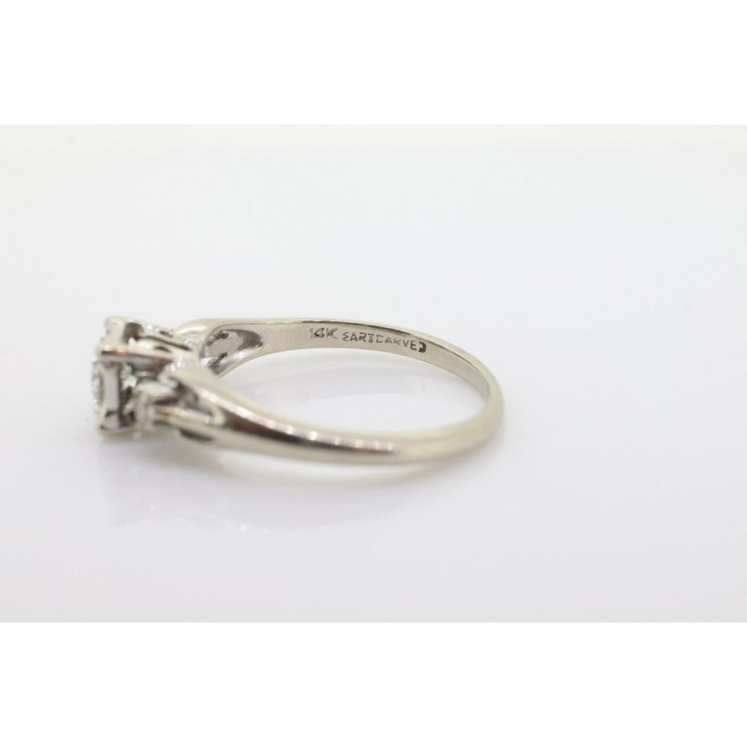ARTCARVED 14k Gold Diamantring. Art geschnitzter quadratischer Kathedralen-Verlobungsring. im Angebot 5