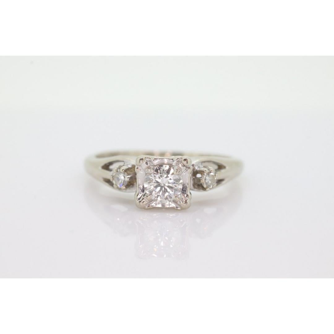 ARTCARVED 14k Gold Diamantring. Art geschnitzter quadratischer Kathedralen-Verlobungsring. im Angebot 6