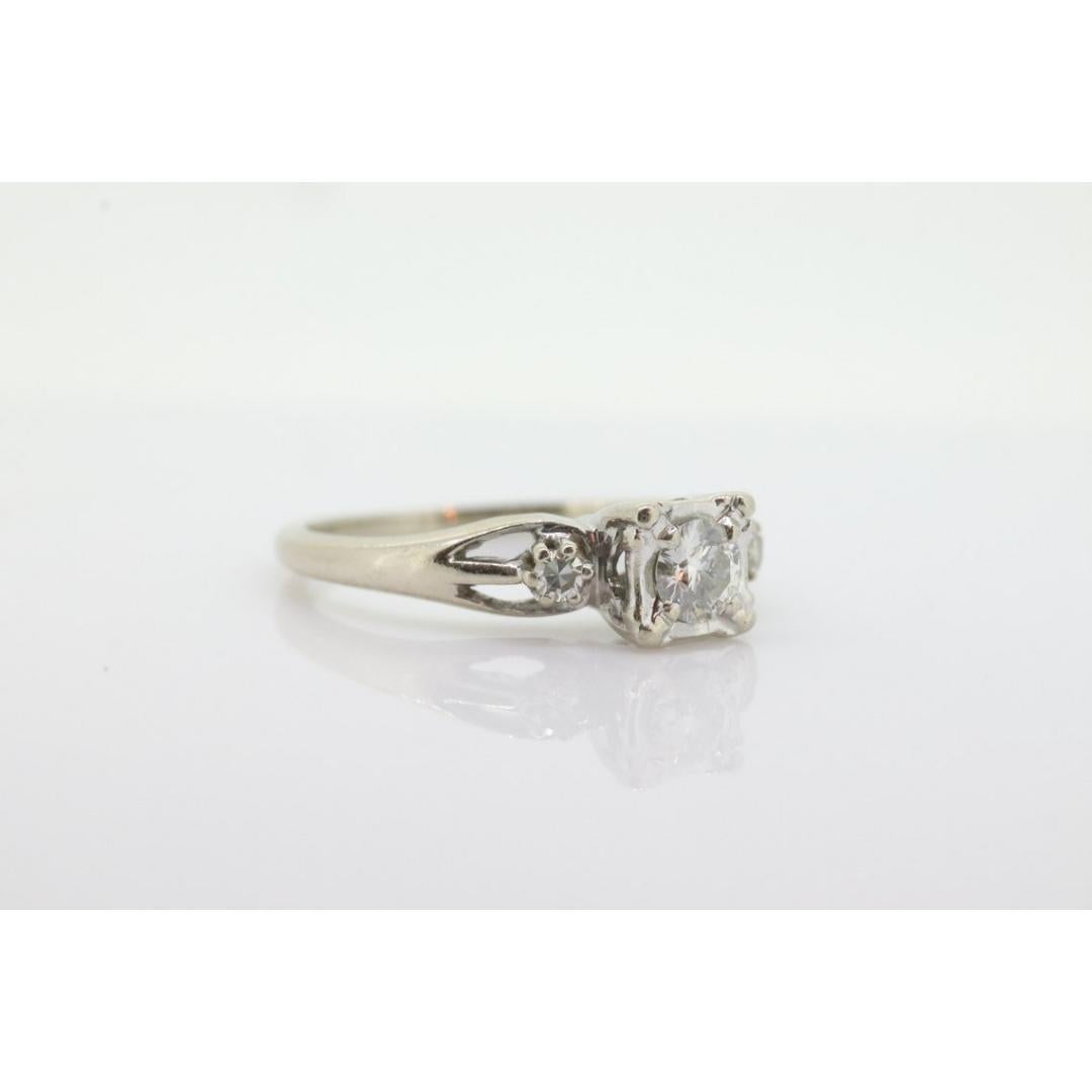 ARTCARVED 14k Gold Diamantring. Art geschnitzter quadratischer Kathedralen-Verlobungsring. im Zustand „Gut“ im Angebot in Port Charlotte, FL